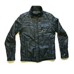 Civil Society Biker Jacket Quilted Full Zip Snap Button‎ Zip Pockets Cotton PU S